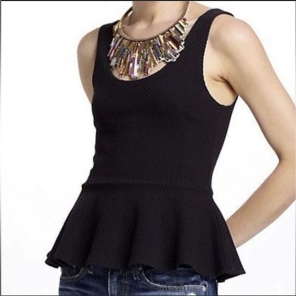 Ganni Tops - Ganni Size Small Black Textured Peplum Tank Top